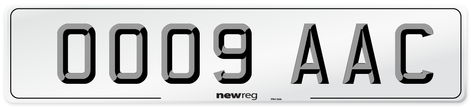 OO09 AAC Number Plate from New Reg